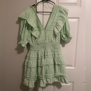 Green flows dress